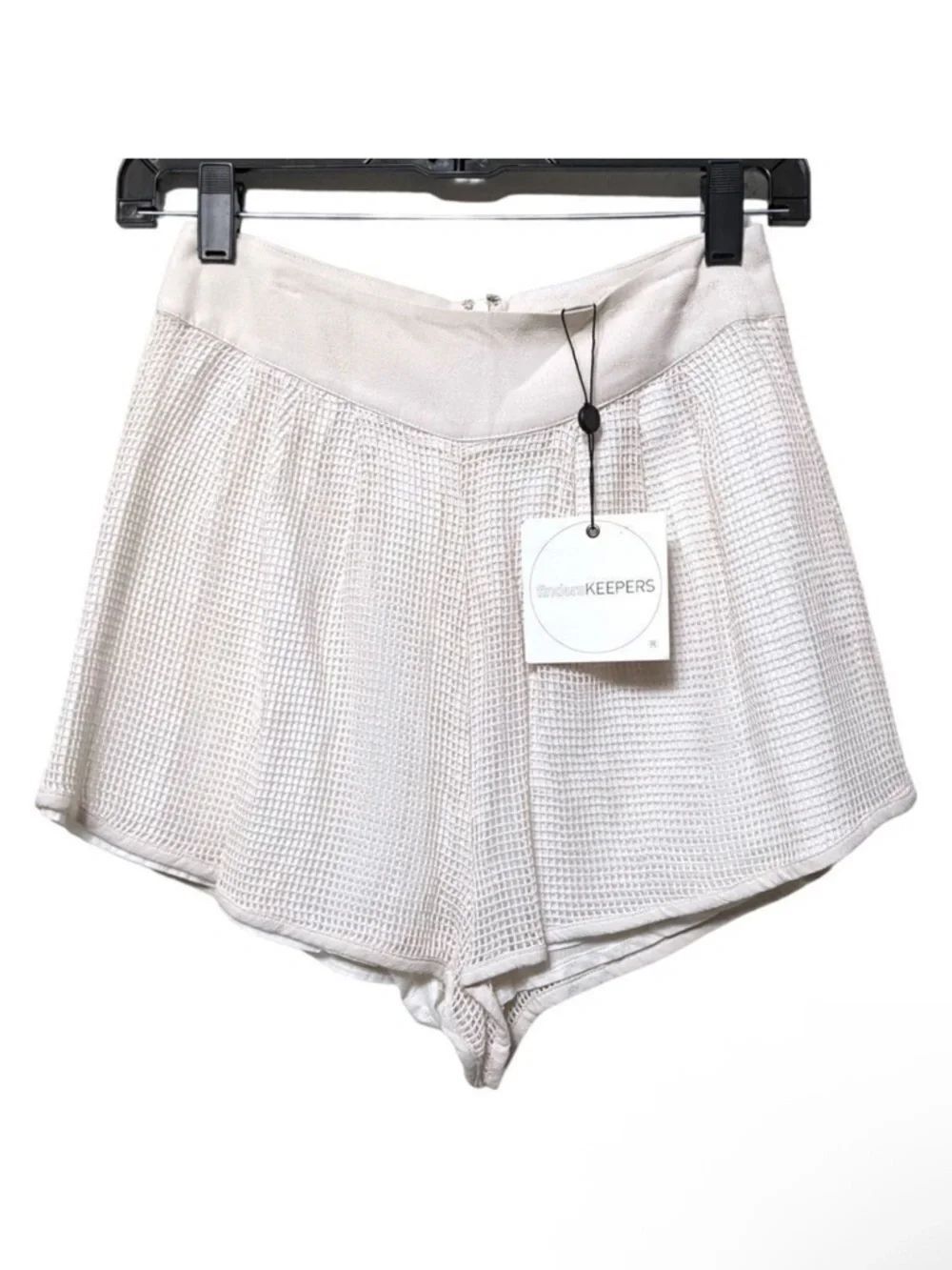 NWT FINDERS KEEPERS All She Wants High Rise Mesh Shorts Ivory 2